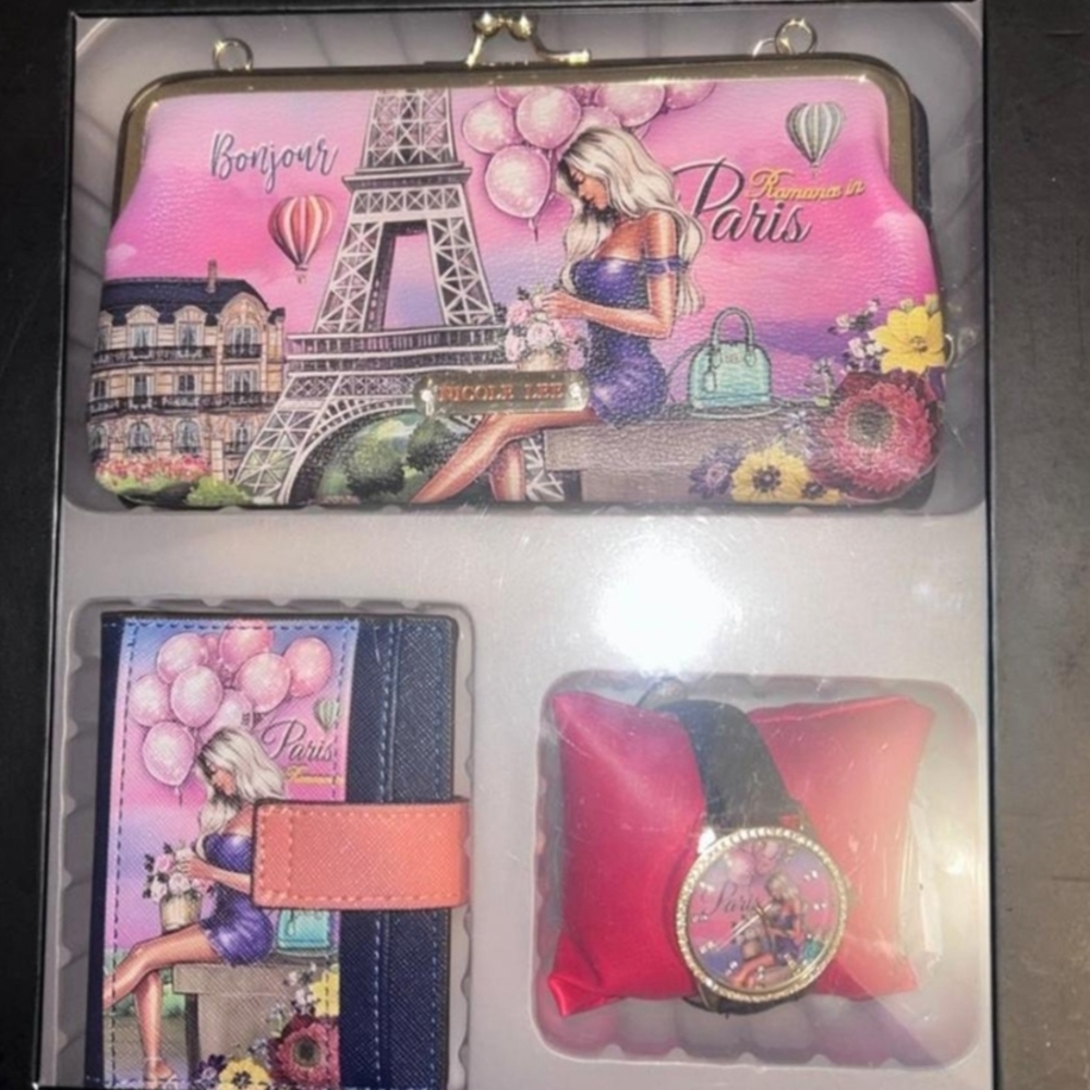 Nicole Lee Parisian Pink and Purple Wallet Set